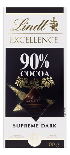 Chocolate Amargo 90% Cacau Excellence Lindt  amargo com sem agregado sem glúten caixa 100 g