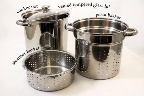 Vaporera Excelsteel 4pz Coladera 7l Cocinar Vapor