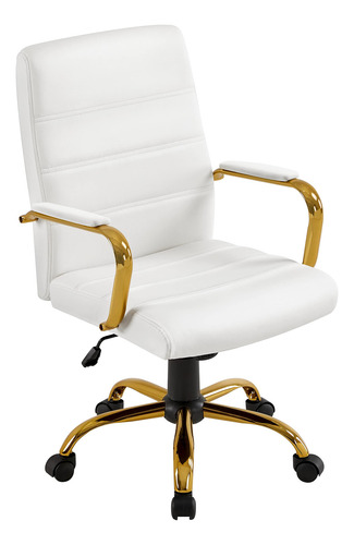 Silla De Oficina Ajustable Cuero Pu Respaldo Medio Blanca Do