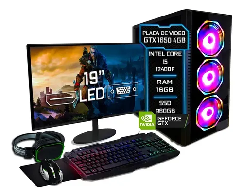 Pc Gamer Completo I5 12400f 16gb Gtx 1650 4gb Ssd 960gb