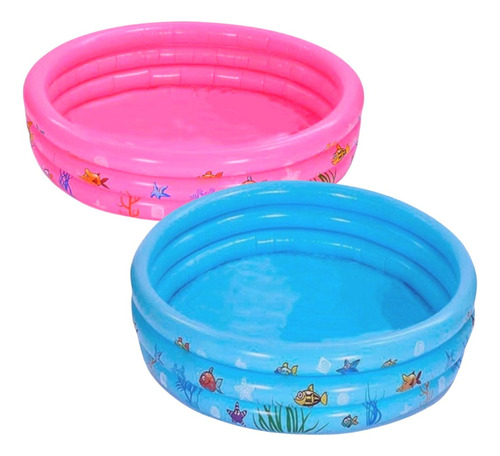 Kit 2 Piscininha Inflável 100l Criança Férias Verão 3-6 Anos Cor Azul e rosa