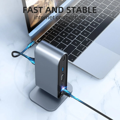 Imagen 8 de 10 de 12 En 1 Hub Usb C Hdmi 4k Vga Sd Rj45 Jack 3.5 Para Mac iPad