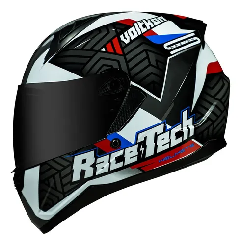 Capacete Race Tech Voltkon Preto Com Branco