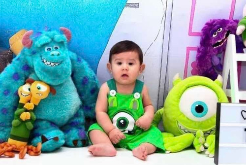 Imagem 2 de 5 de Jardineira Regata Mike Wazowski - Malha Penteada 100 % ALG