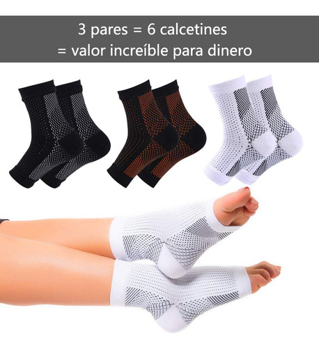 3 Pares Tobilleras Deportivas De Compresión Para Esguince Y