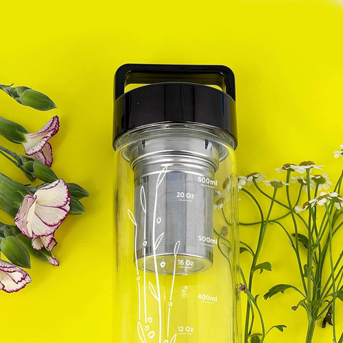 Botella De Agua De Vidrio Borosilicato De 23 Oz Tapa De...