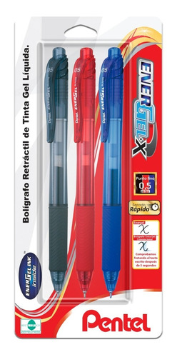Bolígrafo Pentel Energel-x Bln105 Tinta Gel Líquida 0.5mm 3u