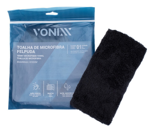 Pano para limpeza Vonixx Toalha de Microfibra Felpuda flanela cinza-escuro