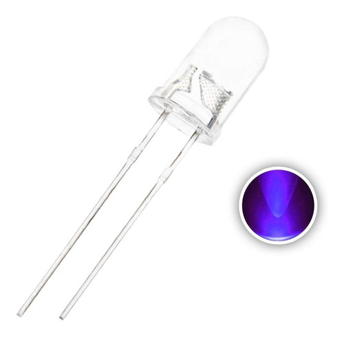 200x Led 5mm Ultra Brilho Ultra Violeta Uv 395-400nm K1322