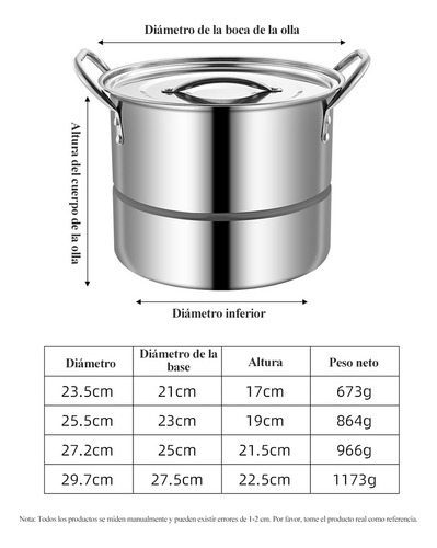 Ollas Set De Acero Inoxidable Batería De Cocina Cacerola 4pc