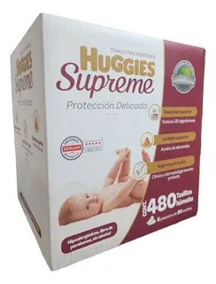 Toallas Húmedas Huggies Supreme Caja 480pzas Aceite Almendra