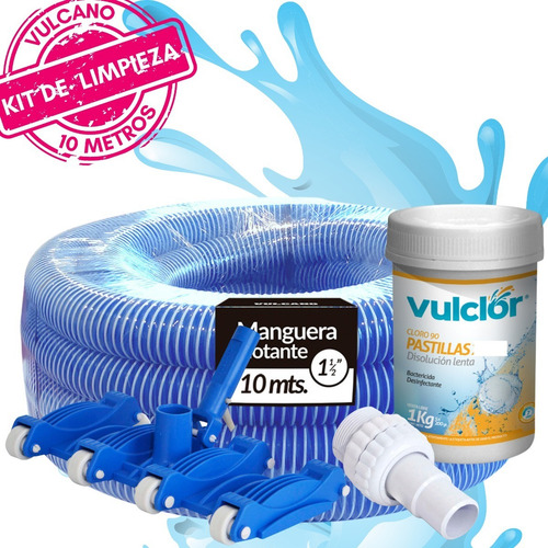 Imagen 1 de 10 de Kit Limpieza Vulcano: Limpiafondo + Manguera 10mt. + Acople