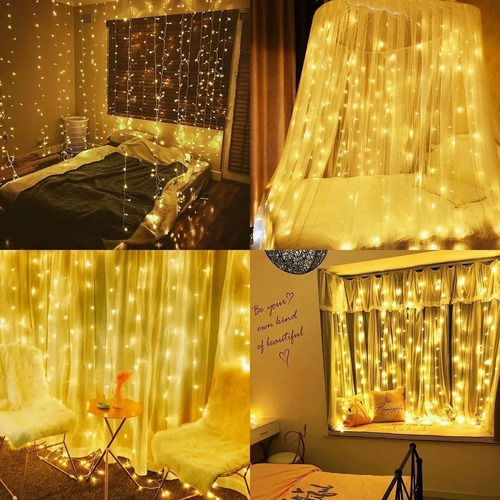 Cortina Decorativa Control Remoto De Luz Led 8 Modos