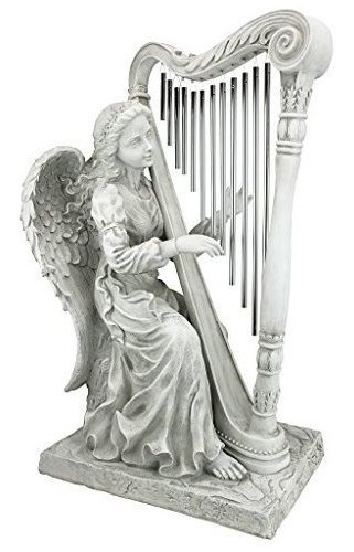 Diseño Toscano Música Del Cielo Ángel Playing Harp Garden Wi