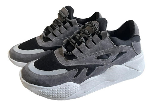 Zapatillas Reflex Hombre Mujer Gris Topo Última Moda