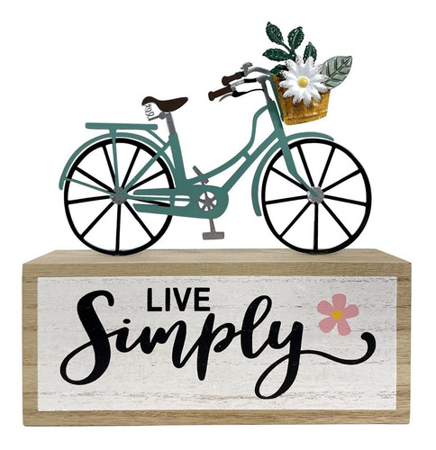 Adorno De Madera Estilo Bicicleta Con Frase Simplemente Vive