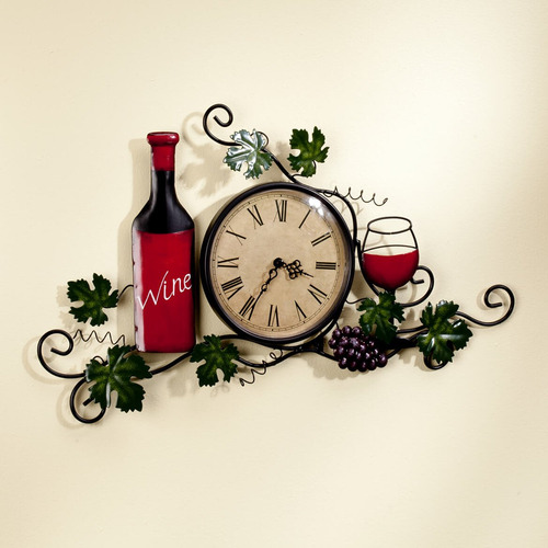 Fox Valley Traders Reloj De Pared De Vino, Número Romano, Esfera De Reloj De 6 ¼ De Diámetro, Decoración De Pared, Verde, Talla Única