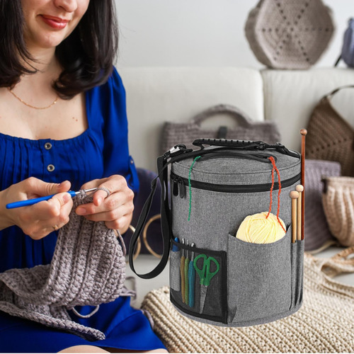 Bolsas De Crochê Bolsa De Armazenamento De Lã Grande Cinza