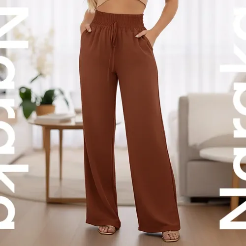 MLB 3470488361 Calca Feminina Pantalona Duna Wide Leg Cintura Alta JM