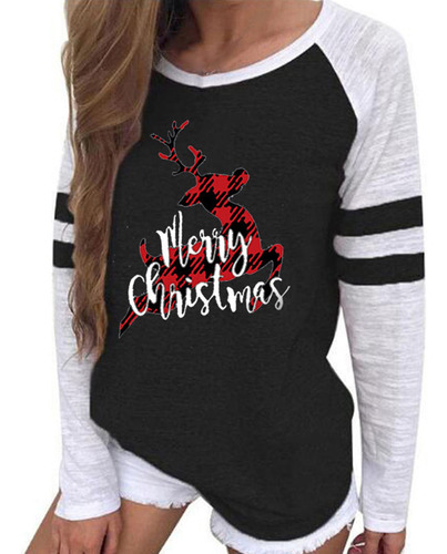 Linda Camiseta Navidad Para Mujer 2022 Moda Manga Larga Papa