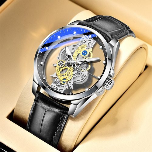 Reloj De Cuarzo Transparente For Hombre, Reloj Mecánico Tou