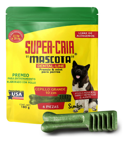 Premio Para Perro Dental Line Super Cria Cepillo Grd 6p 180g