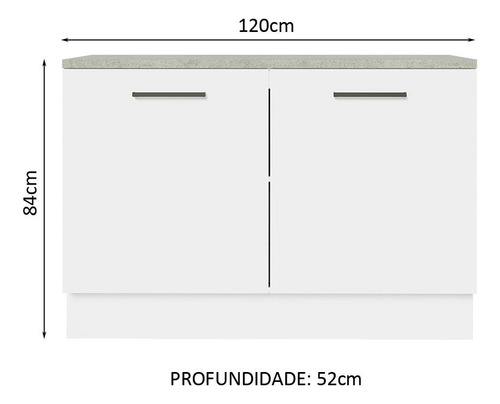 Balcão Pia Cozinha 2 Portas (com Tampo) Branco Agata Madesa