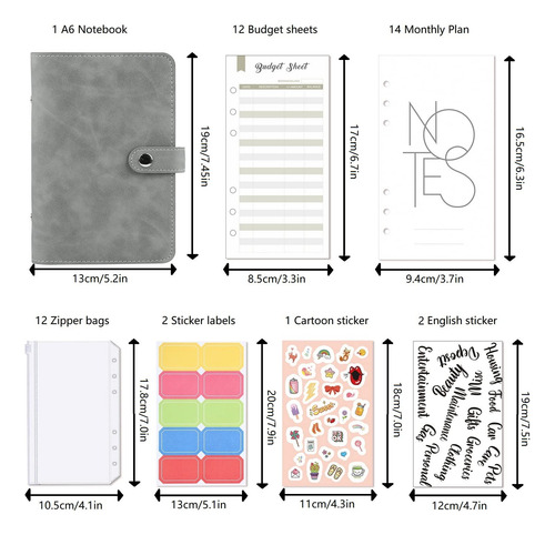 Planejador De Orçamento A6 Ring Binder Com Bolsos E Envelope