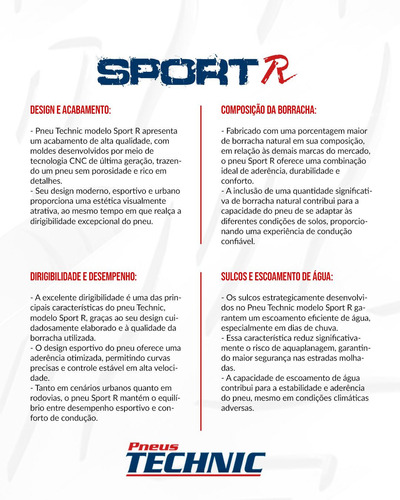 Pneu Dianteiro Technic Sport R Sem Câmara 120/70-17 V 58