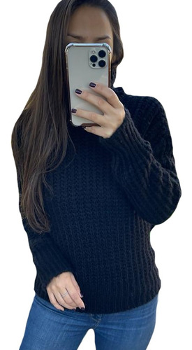 Imagen 1 de 6 de Polera Básica Corta Sweater Cuello Alto Varios Colores A83