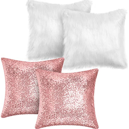 Fundas De Almohada De Lentejuelas Y Peluche Invierno, F...