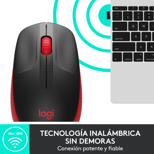 Imagen 6 de 9 de Mouse Inalambrico Logitech M190 Rojo Full Size