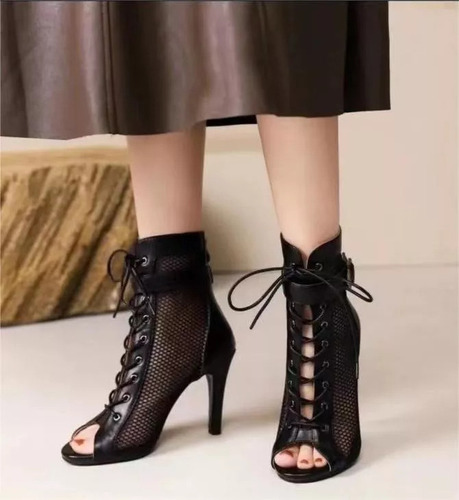 Zapatos De Baile De Tacón Alto Con Hebilla Cruzada De Malla
