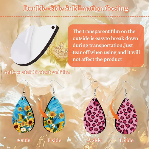Dolwejoy Pendientes De Sublimación En Blanco, 50 Piezas En B