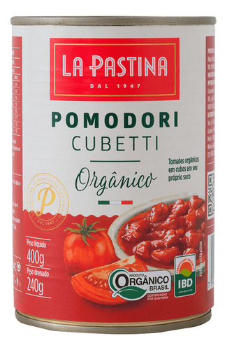 Tomate Pomodori Cubetti Orgânico La Pastina 400g