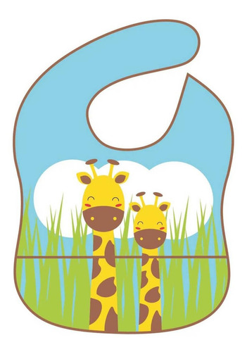Babador Para Bebê Impermeável Com Bolso Girafa - Giro Baby