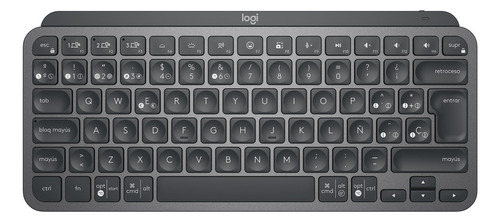 Teclado bluetooth Logitech Master Series MX Keys Mini QWERTY español color grafito con luz blanca