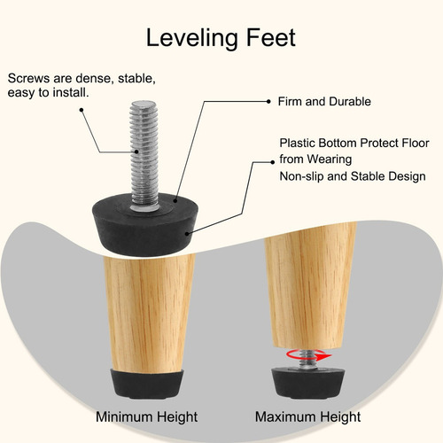 40×patas Pie Nivelación Para Muebles M6 X 20 X 22mm 40pzs