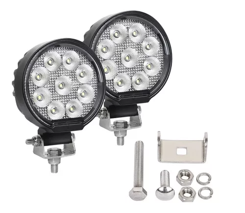 ESHOPANGIE Pack 4 Foco Led Neblinero 27w Redondos 9 Led 4x4 Con lupa