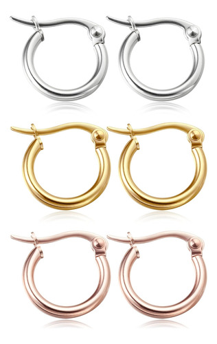 Jstyle 3 Pares De Aretes De Aro De Acero Inoxidable Para Muj