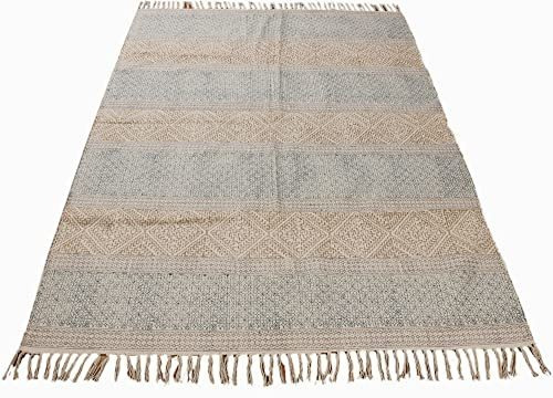 Alfombra Alfombra Kilim Bohemia India Hecha A Mano Con Bloqu