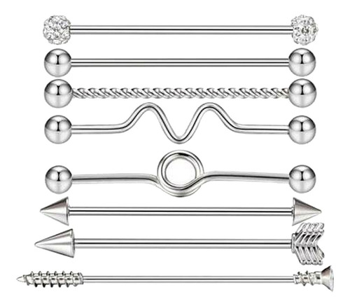 Imagem 2 de 12 de 32pcs Bola Piercing Industrial Barra Orelha Barra Brinco 14g