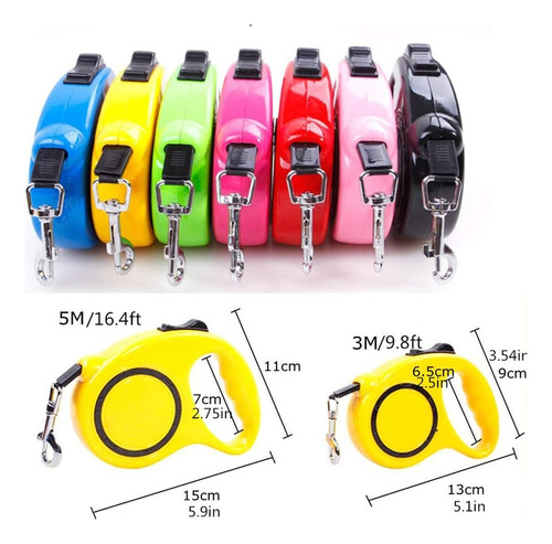 Correa Extensible Retractil 5mt 25kg Perros Collar Arnes
