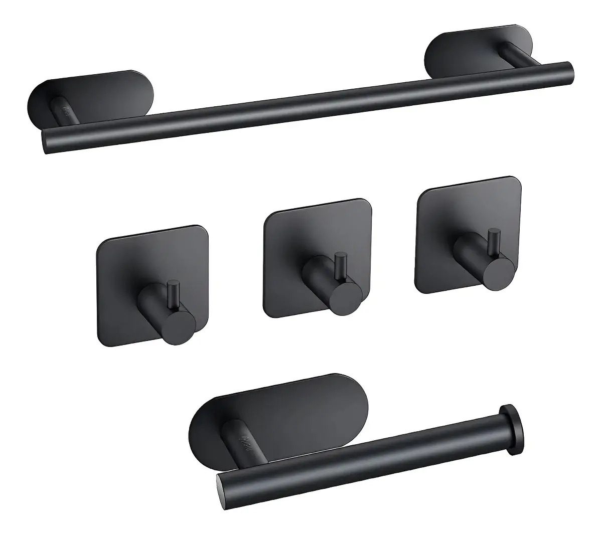 Set Accesorios Baño Auto Adhesivo Sin Perforar Veoquiero Negro