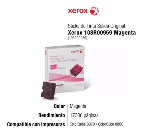 Imagen 2 de 4 de Tinta Solida Xerox Magenta Colorqube 8880 8870 108r00959
