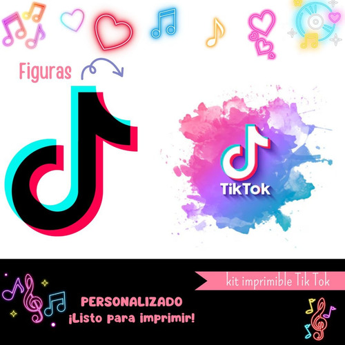 Kit Tik Tok Imprimible Cumpleaños Candybar Personalizado