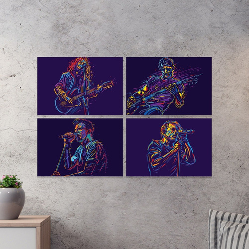 Imagem 3 de 4 de Placas Decorativas Abstratas Músicos Abstrato 30x40cm Kit4un