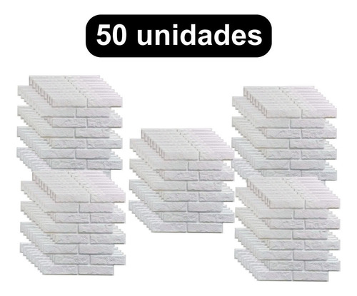 50 Placas - Papel N/adesivo Envelopamento Imita Tijolo Cor Branco