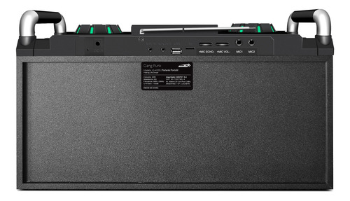 Parlante Portatil Bluetooth Rgb Con Woofer Sentey Gang Punk Negro