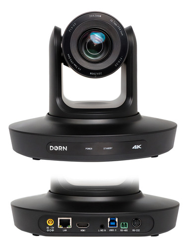 Câmera Robótica Ptz Dorn 4k 20x Hdmi Rj45 Usb + Rastreamento Cor Preto